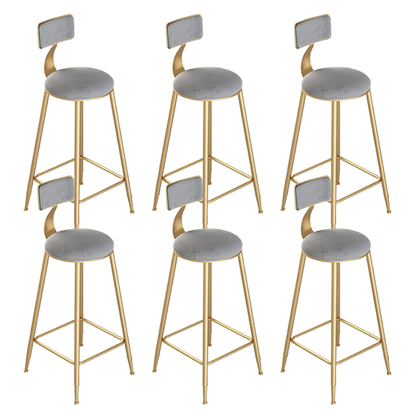 Contemporary Cushion Bar Stool Backrest Barstool with Gold Metal Legs