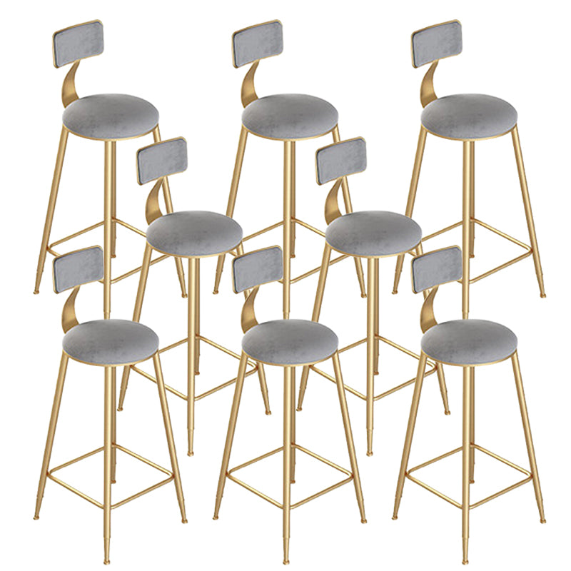 Contemporary Cushion Bar Stool Backrest Barstool with Gold Metal Legs