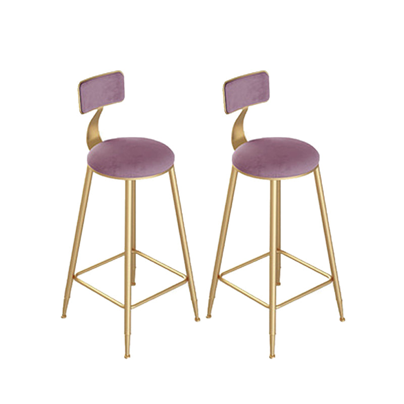 Contemporary Cushion Bar Stool Backrest Barstool with Gold Metal Legs