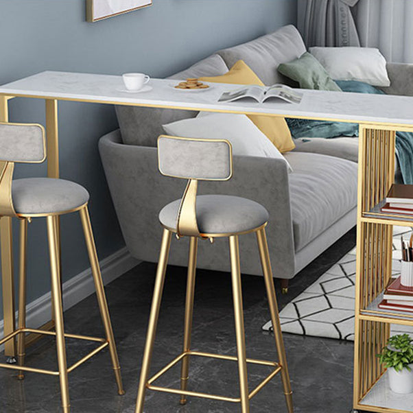 Contemporary Cushion Bar Stool Backrest Barstool with Gold Metal Legs
