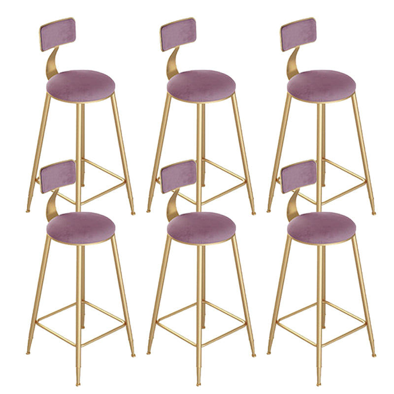Contemporary Cushion Bar Stool Backrest Barstool with Gold Metal Legs
