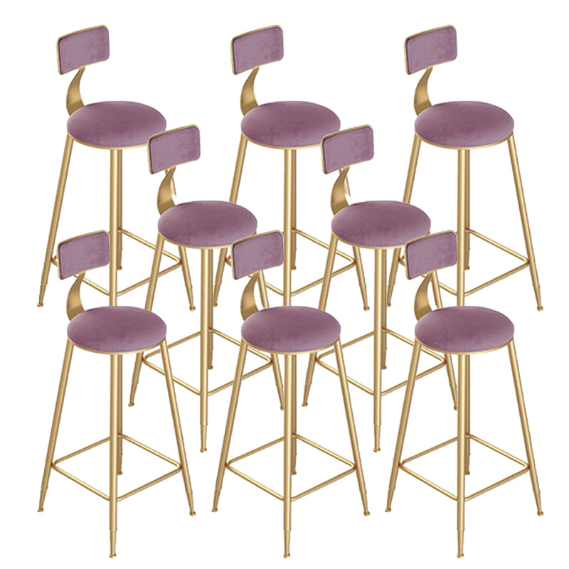 Contemporary Cushion Bar Stool Backrest Barstool with Gold Metal Legs