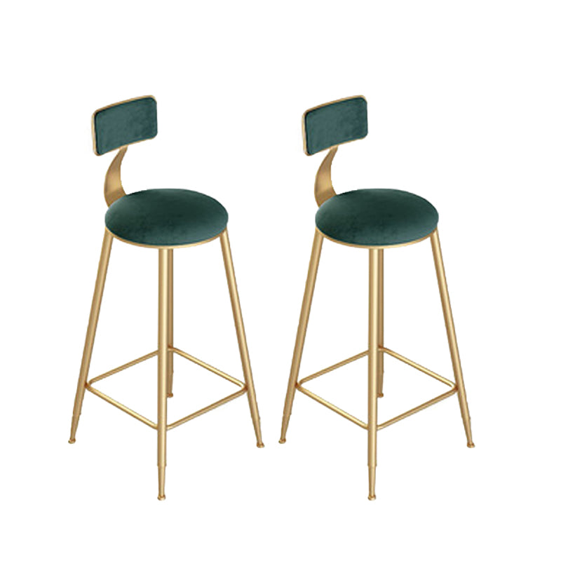 Contemporary Cushion Bar Stool Backrest Barstool with Gold Metal Legs