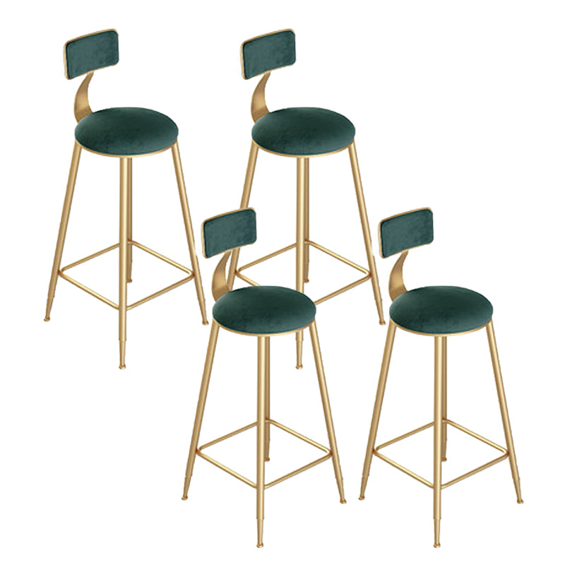 Contemporary Cushion Bar Stool Backrest Barstool with Gold Metal Legs