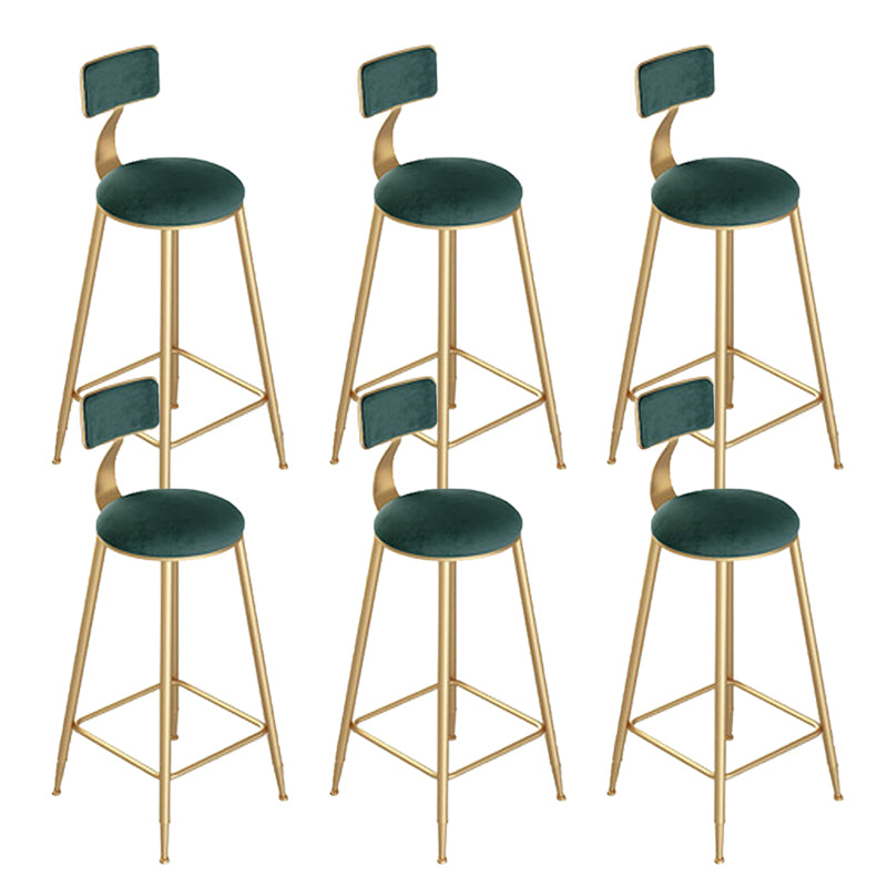 Contemporary Cushion Bar Stool Backrest Barstool with Gold Metal Legs