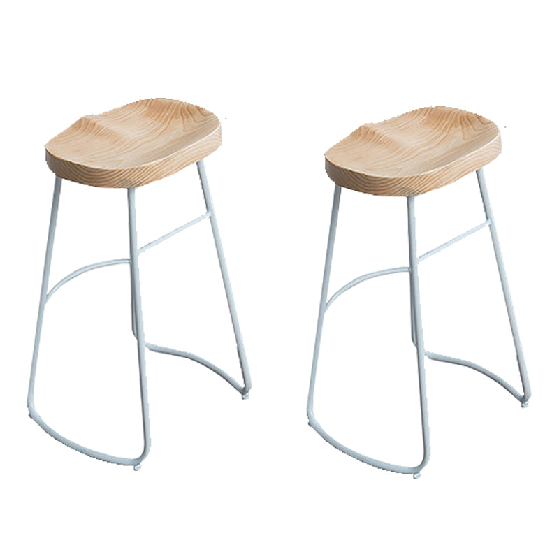Contemporary Armless Bar Stools Wood Barstools with Footrest