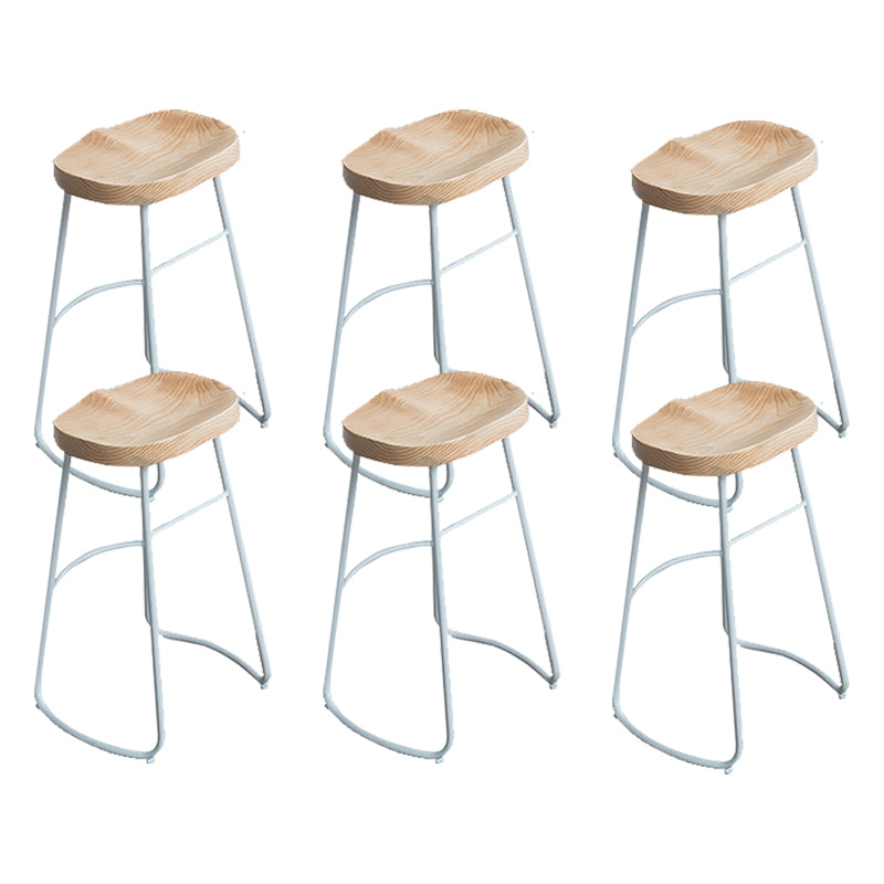 Contemporary Armless Bar Stools Wood Barstools with Footrest