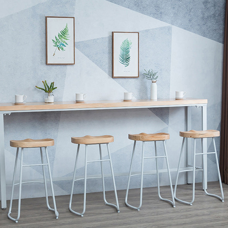 Contemporary Armless Bar Stools Wood Barstools with Footrest