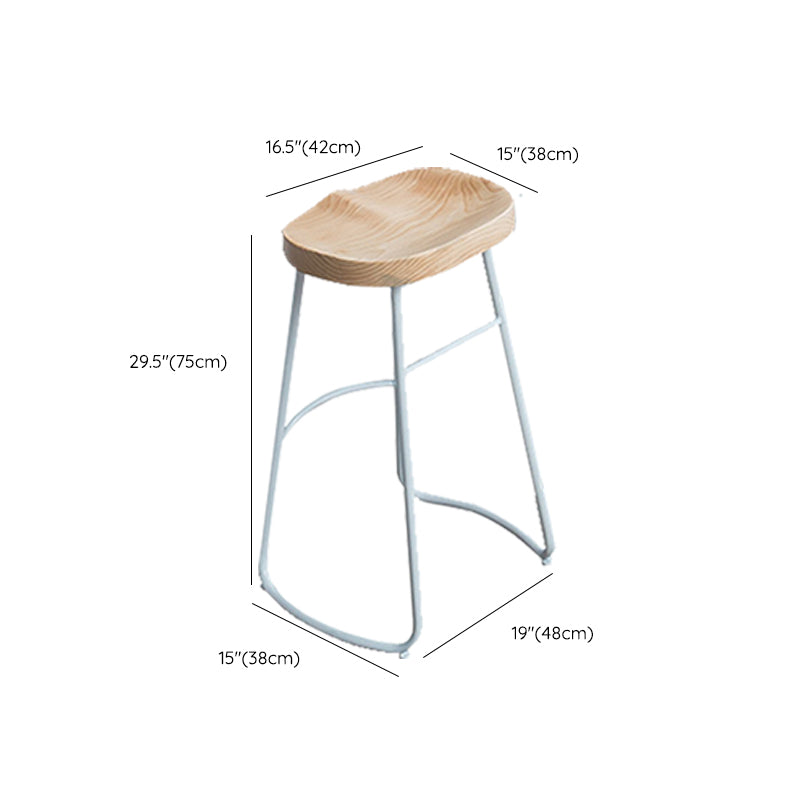Contemporary Armless Bar Stools Wood Barstools with Footrest
