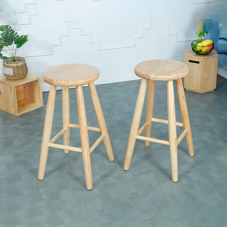 Industrial Solid Wood Bar Stool Backless Counter Stool for Living Room