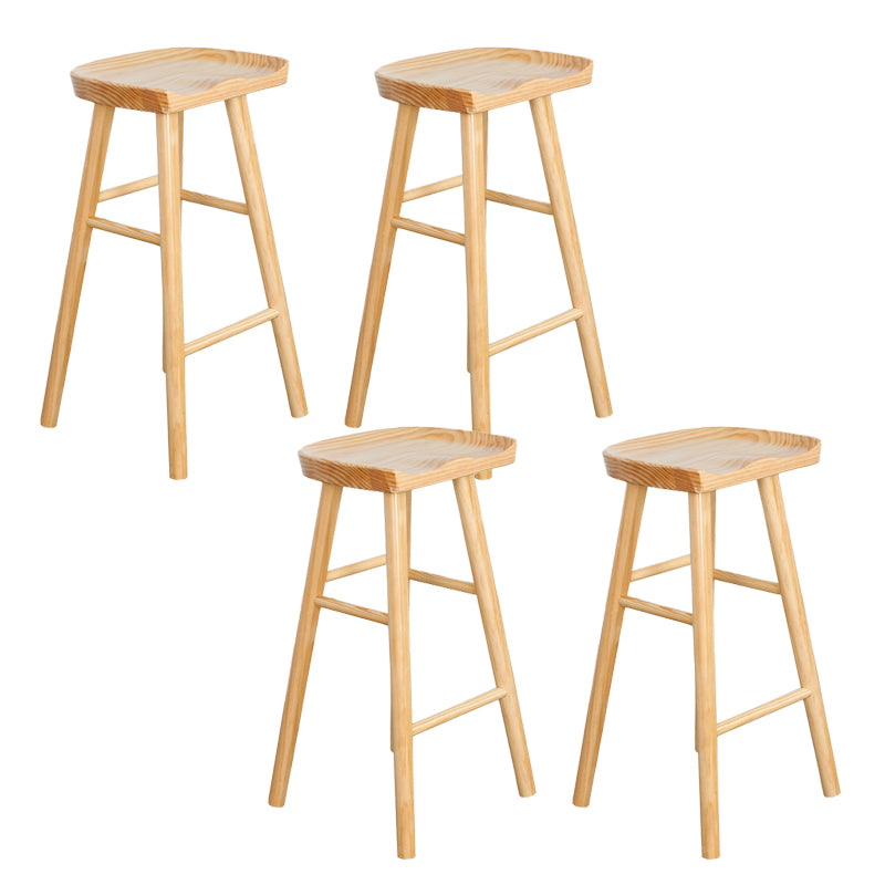 Industrial Solid Wood Bar Stool Backless Counter Stool for Living Room