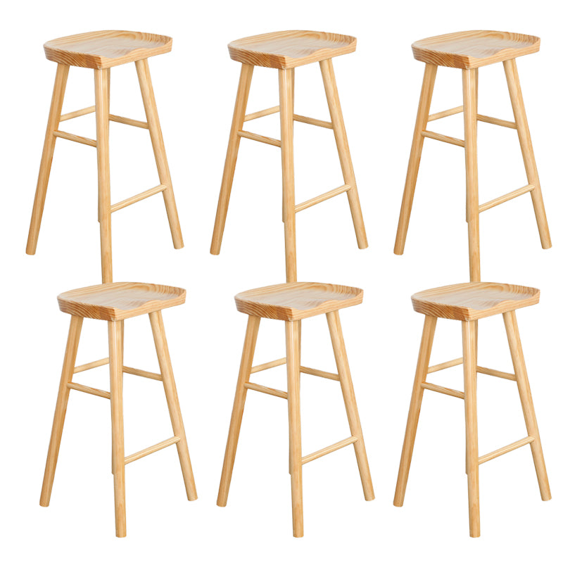 Industrial Solid Wood Bar Stool Backless Counter Stool for Living Room