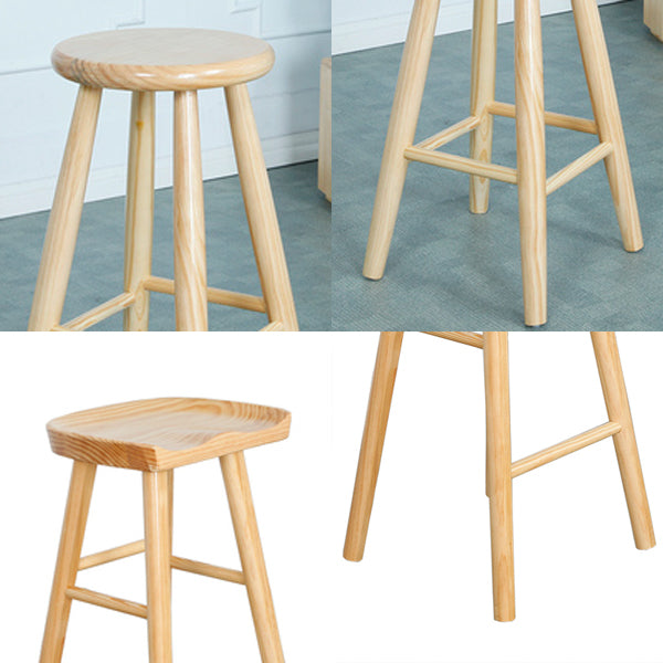 Industrial Solid Wood Bar Stool Backless Counter Stool for Living Room