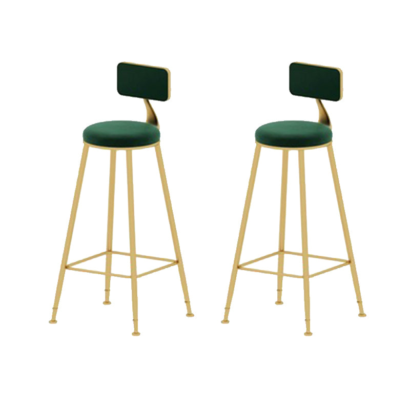 Glam Armless Bar Stool Metal Low Back Barstool with Gold Metal Legs