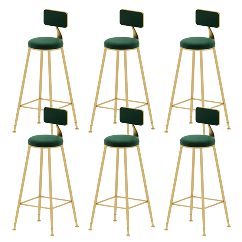 Glam Armless Bar Stool Metal Low Back Barstool with Gold Metal Legs