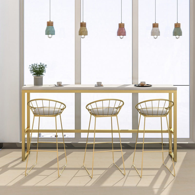 Glam Armless Bar Stool Metal Low Back Barstool with Gold Metal Legs