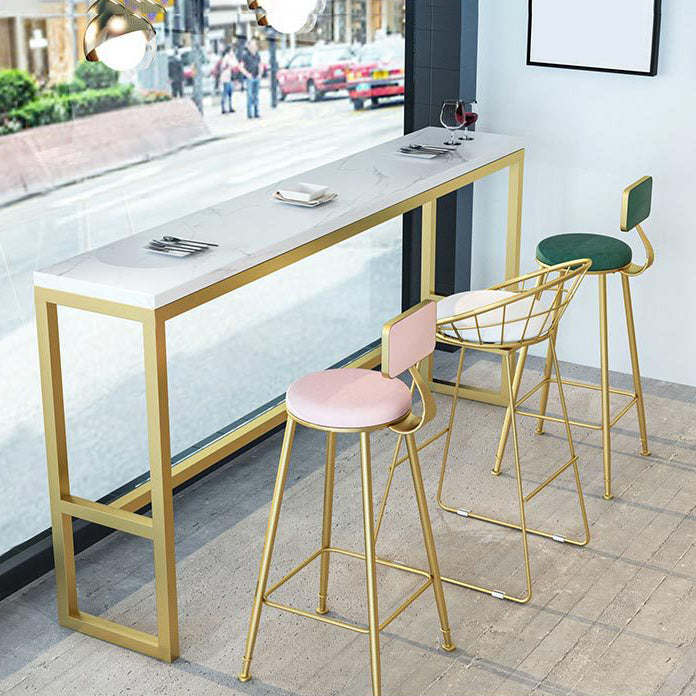 Glam Armless Bar Stool Metal Low Back Barstool with Gold Metal Legs