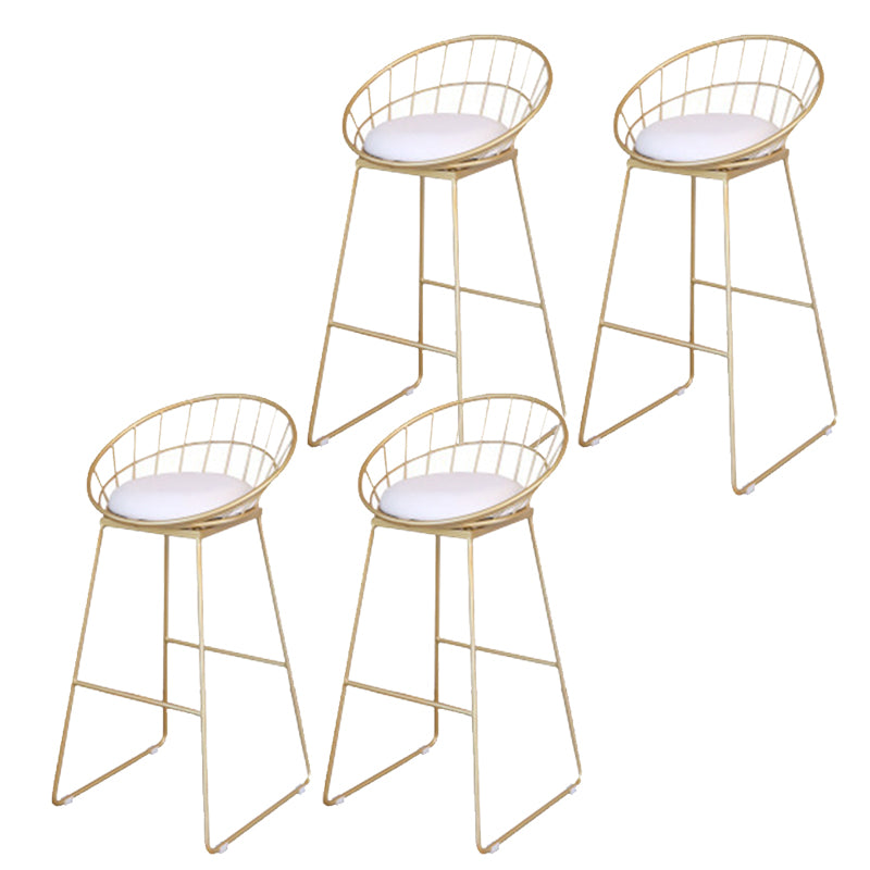 Glam Armless Bar Stool Metal Low Back Barstool with Gold Metal Legs