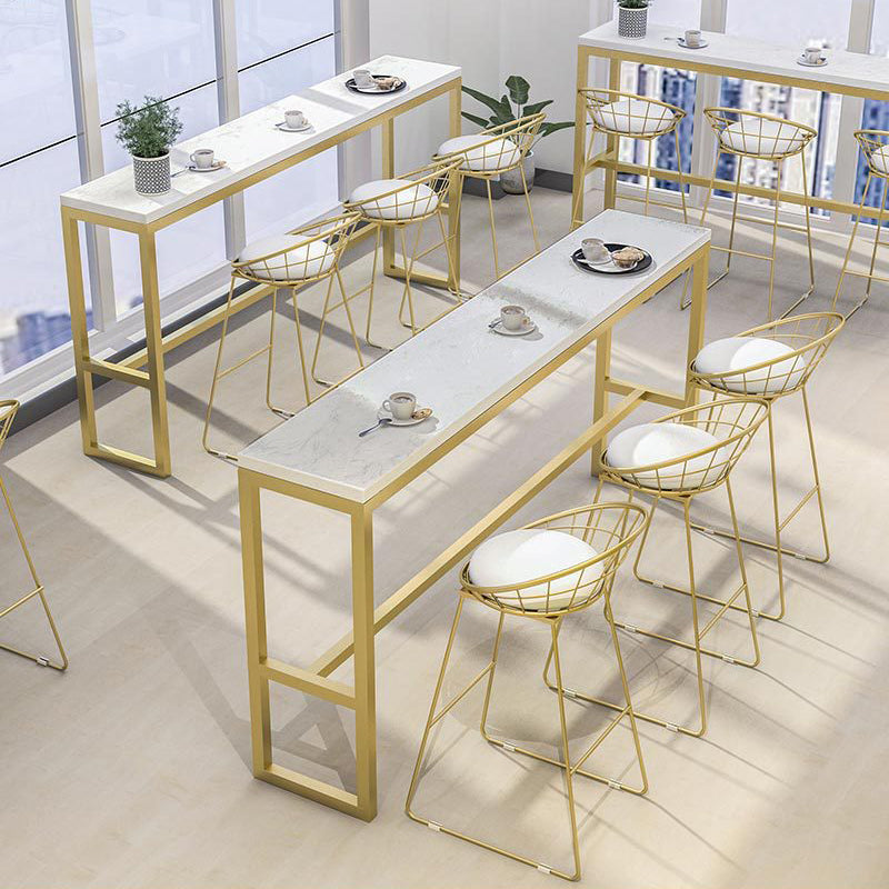 Glam Armless Bar Stool Metal Low Back Barstool with Gold Metal Legs