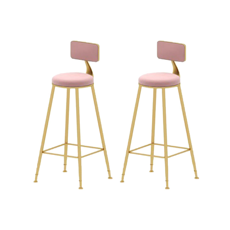 Glam Armless Bar Stool Metal Low Back Barstool with Gold Metal Legs