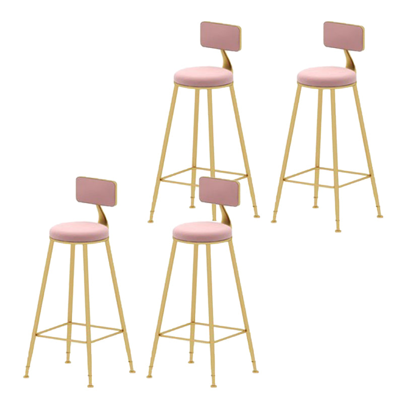 Glam Armless Bar Stool Metal Low Back Barstool with Gold Metal Legs