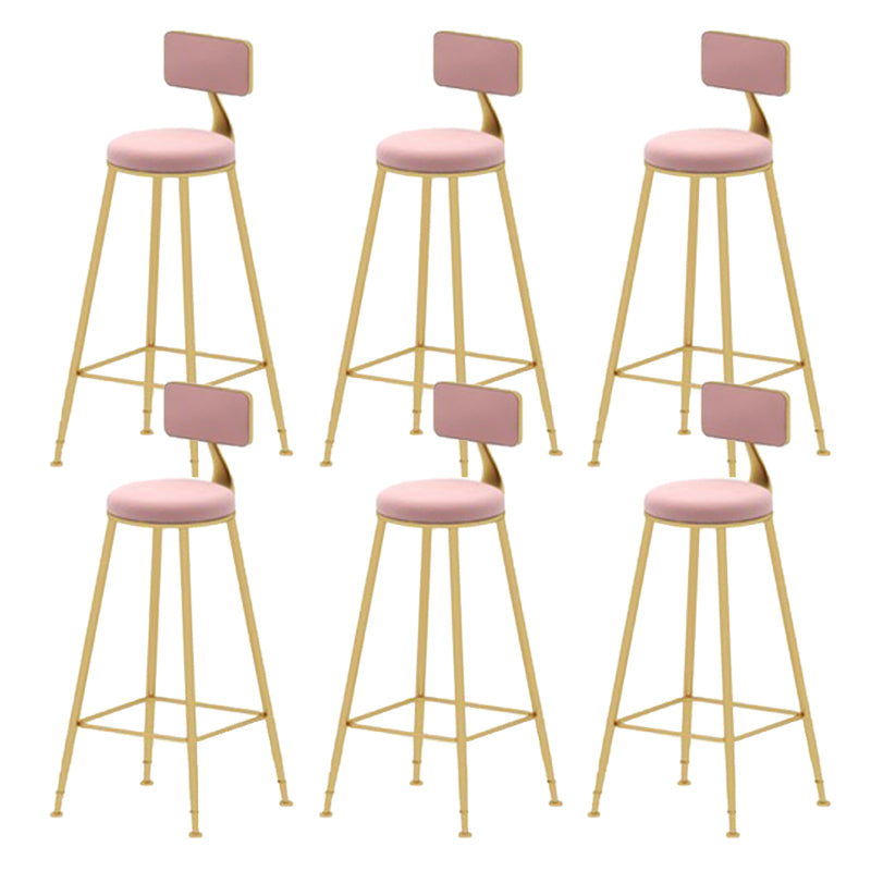 Glam Armless Bar Stool Metal Low Back Barstool with Gold Metal Legs