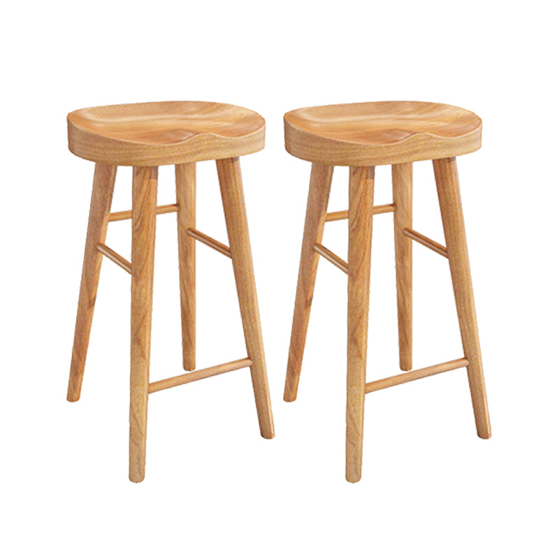 Contemporary Dining Stool Solid Wood Bar Stool with Footrest