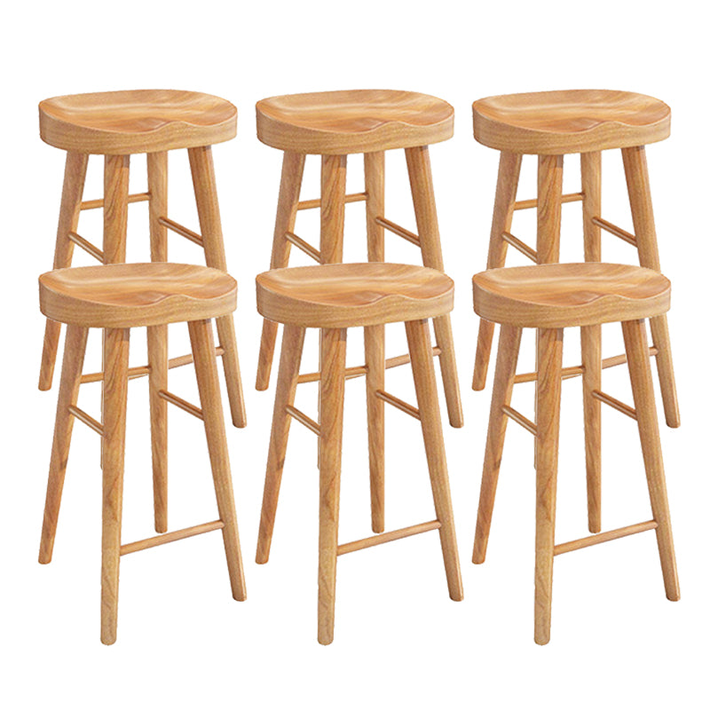 Contemporary Dining Stool Solid Wood Bar Stool with Footrest