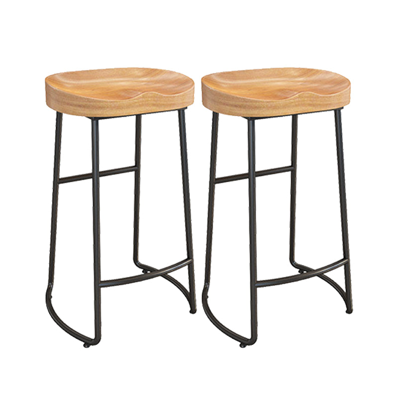 Contemporary Dining Stool Solid Wood Bar Stool with Footrest