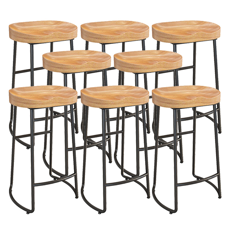 Contemporary Dining Stool Solid Wood Bar Stool with Footrest