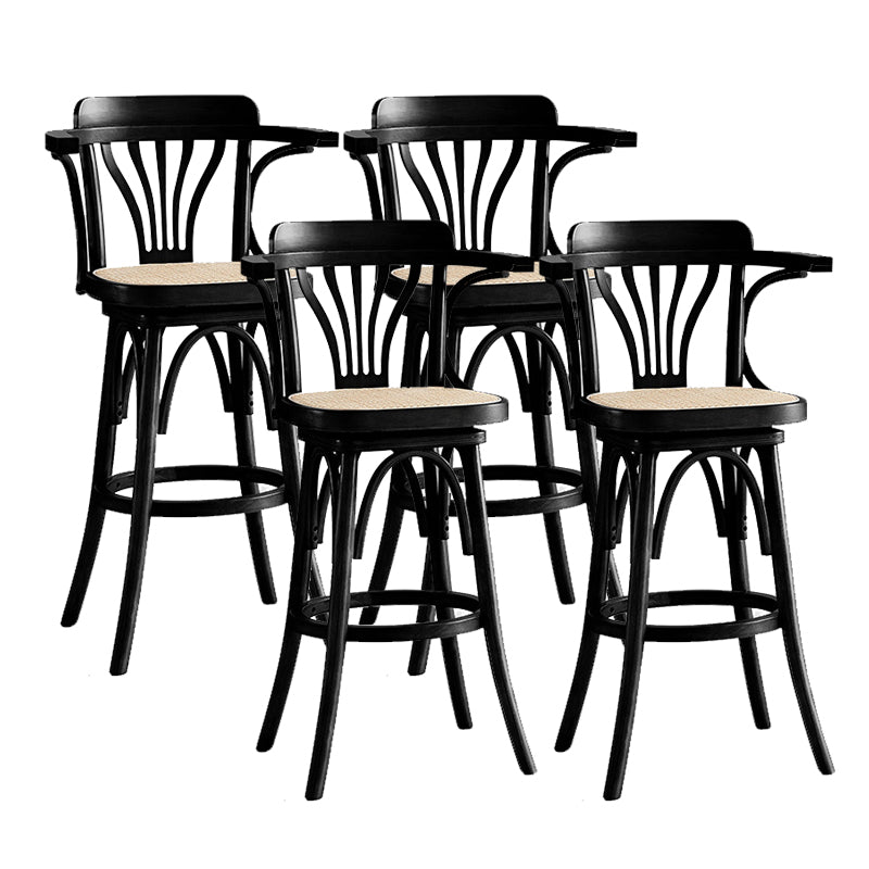 Wood Low Back Bar Height Stool Modern Swivel Armed Bar Stool