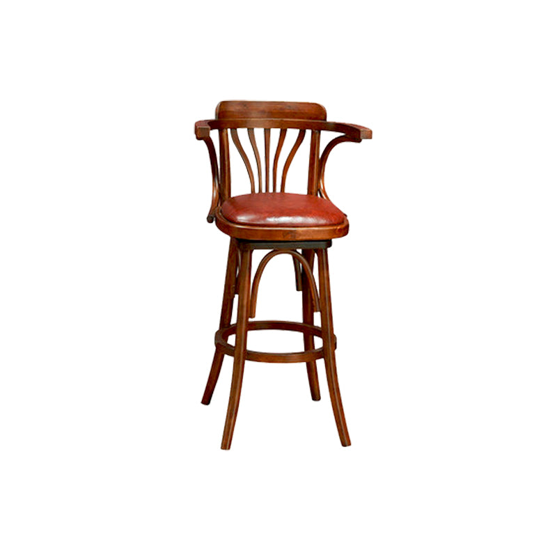 Wood Low Back Bar Height Stool Modern Swivel Armed Bar Stool