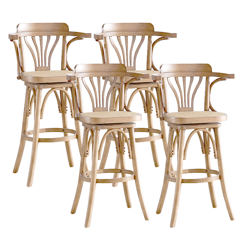 Wood Low Back Bar Height Stool Modern Swivel Armed Bar Stool