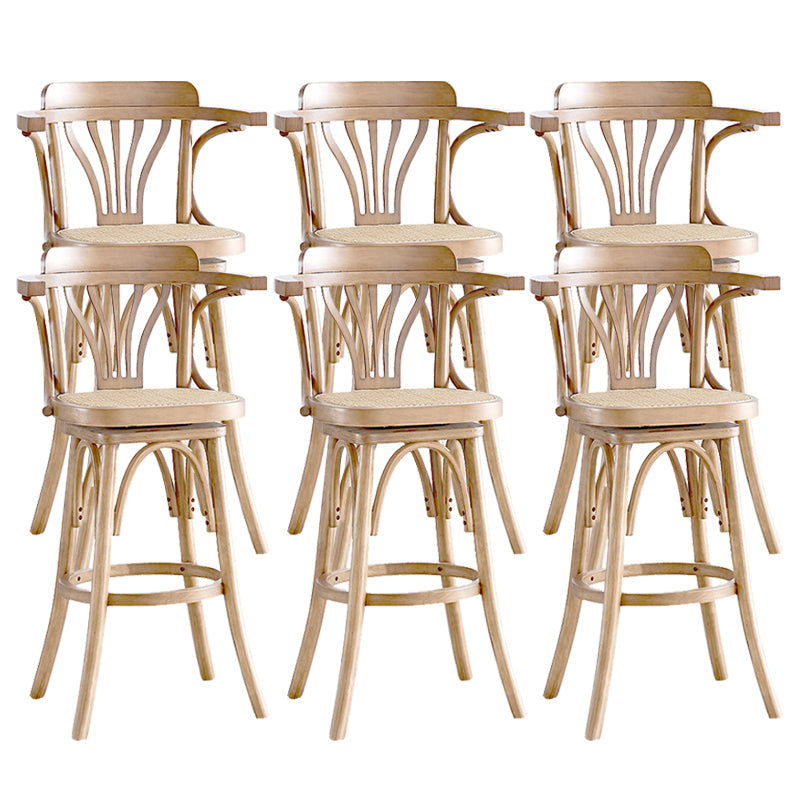 Wood Low Back Bar Height Stool Modern Swivel Armed Bar Stool