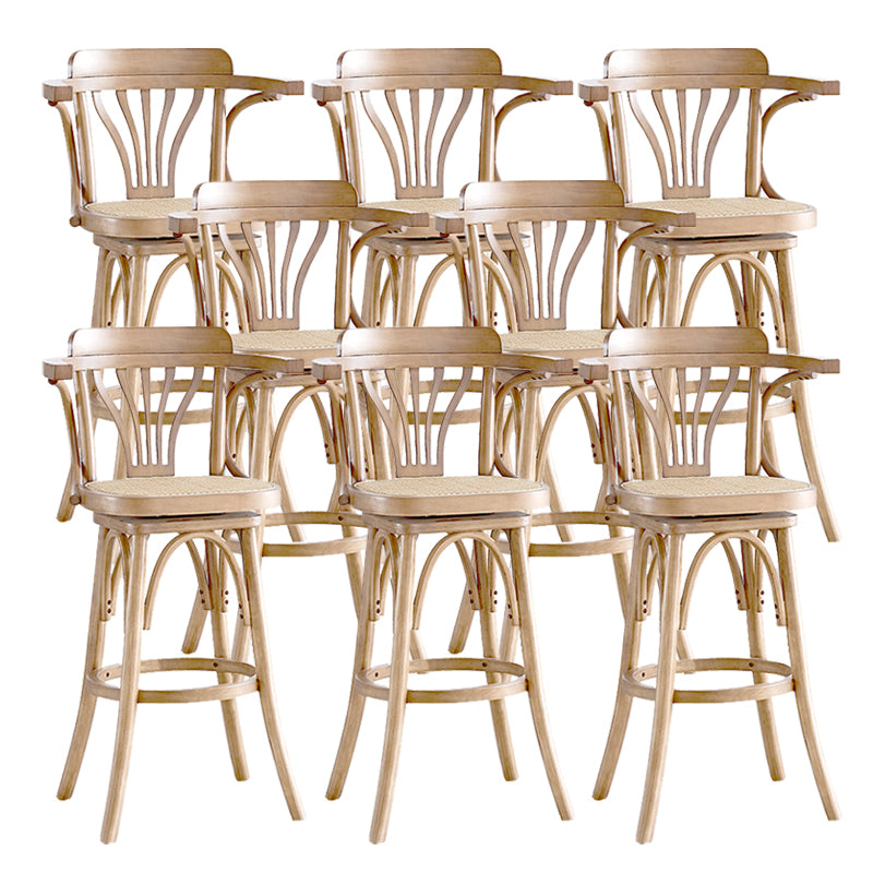 Wood Low Back Bar Height Stool Modern Swivel Armed Bar Stool