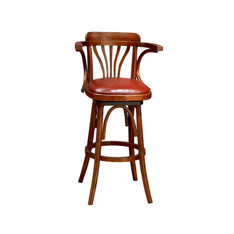 Wood Low Back Bar Height Stool Modern Swivel Armed Bar Stool