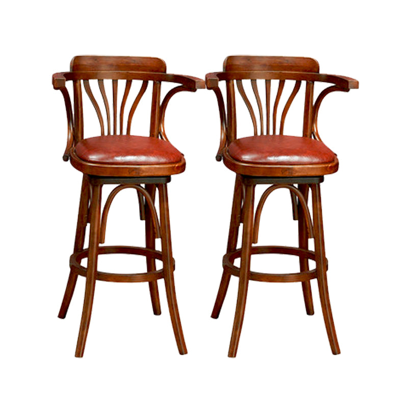Wood Low Back Bar Height Stool Modern Swivel Armed Bar Stool