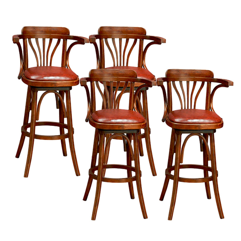 Wood Low Back Bar Height Stool Modern Swivel Armed Bar Stool