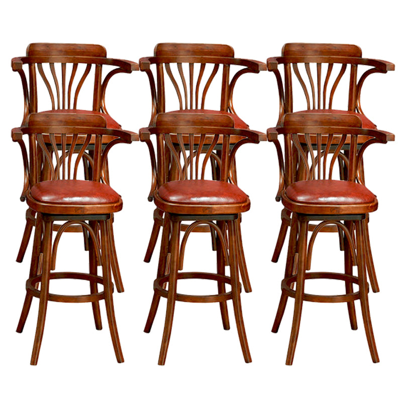 Wood Low Back Bar Height Stool Modern Swivel Armed Bar Stool