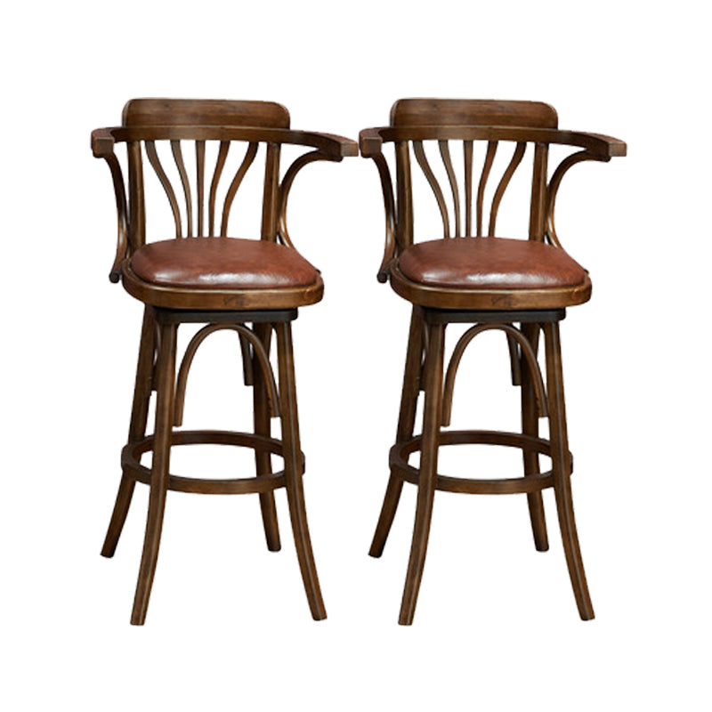 Wood Low Back Bar Height Stool Modern Swivel Armed Bar Stool