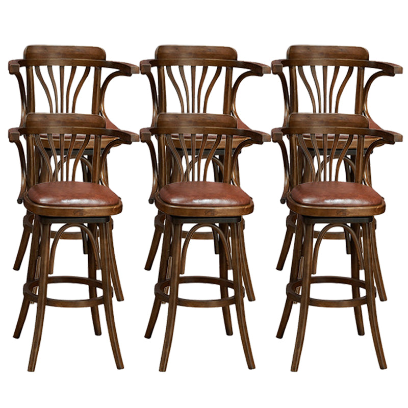 Wood Low Back Bar Height Stool Modern Swivel Armed Bar Stool