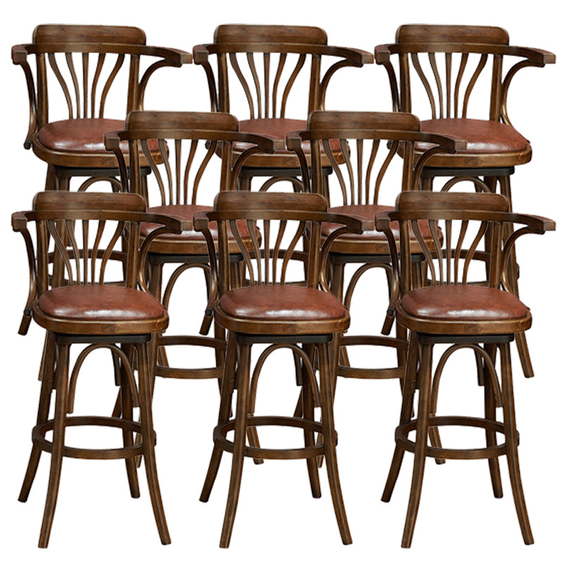 Wood Low Back Bar Height Stool Modern Swivel Armed Bar Stool