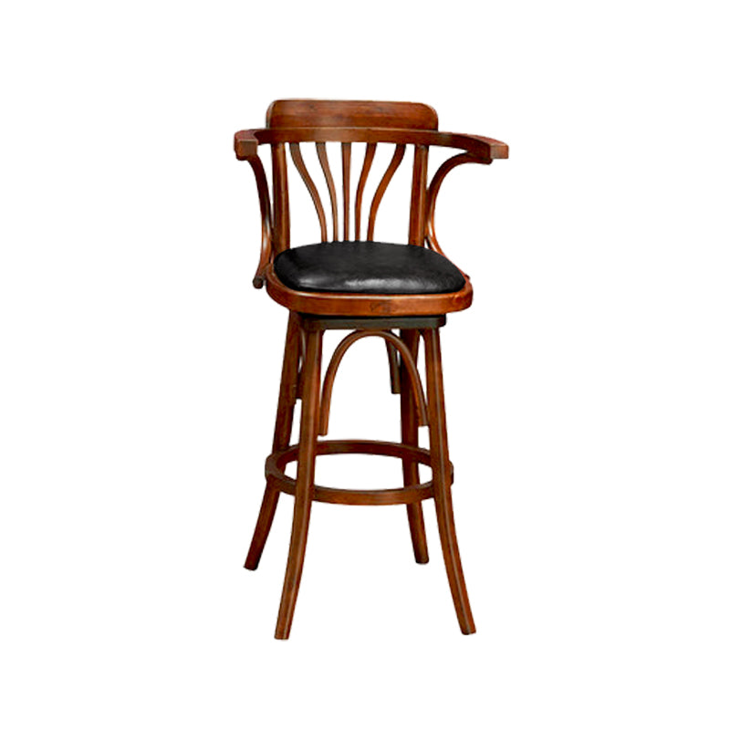 Wood Low Back Bar Height Stool Modern Swivel Armed Bar Stool