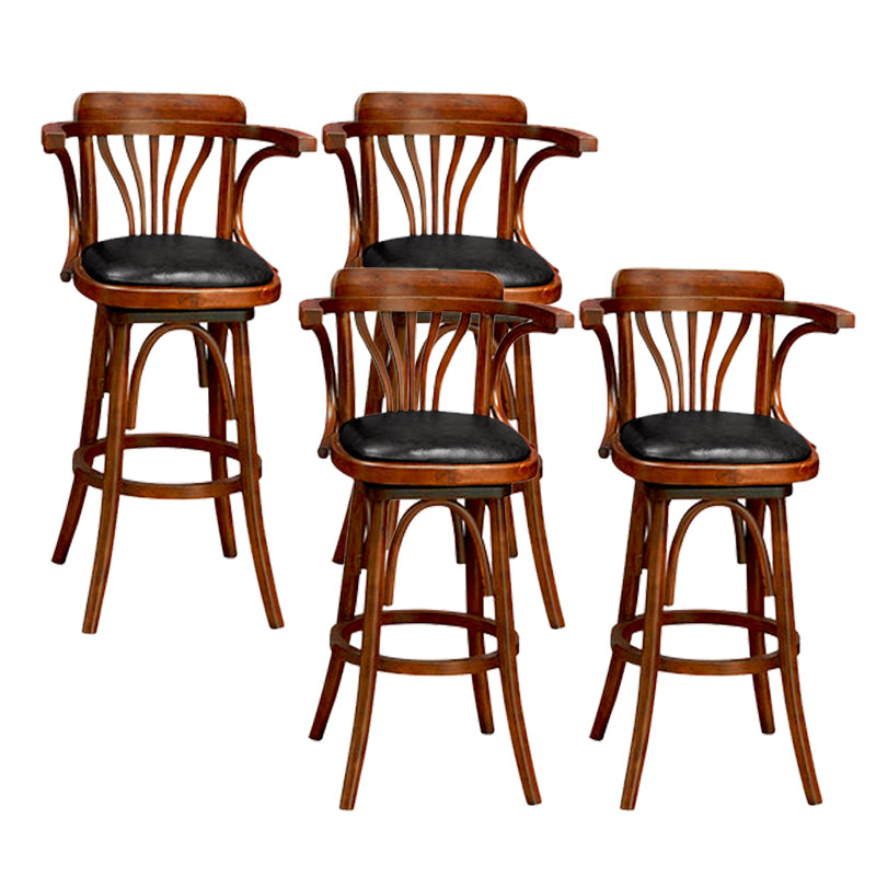 Wood Low Back Bar Height Stool Modern Swivel Armed Bar Stool