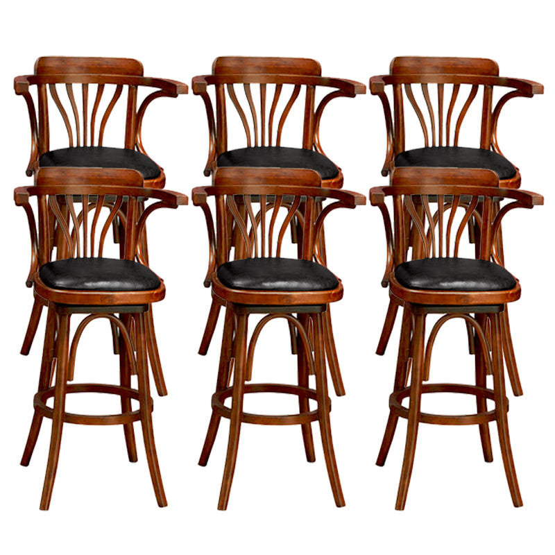 Wood Low Back Bar Height Stool Modern Swivel Armed Bar Stool