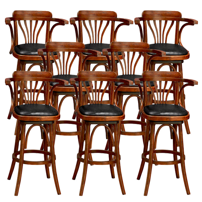 Wood Low Back Bar Height Stool Modern Swivel Armed Bar Stool