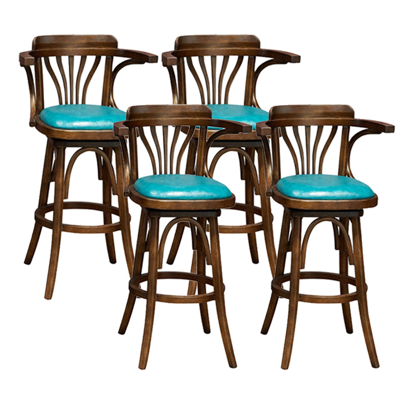 Wood Low Back Bar Height Stool Modern Swivel Armed Bar Stool