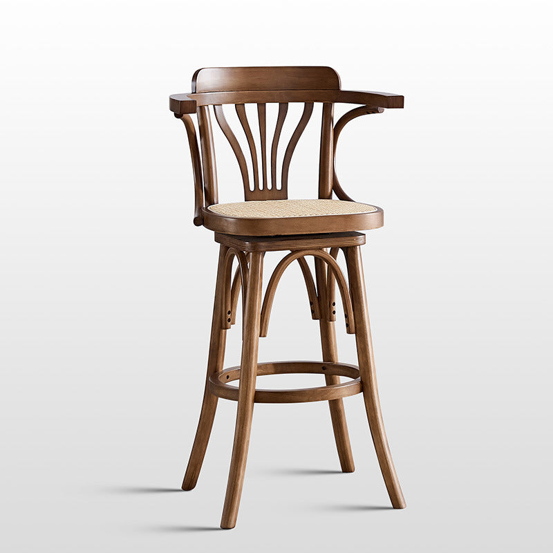Wood Low Back Bar Height Stool Modern Swivel Armed Bar Stool