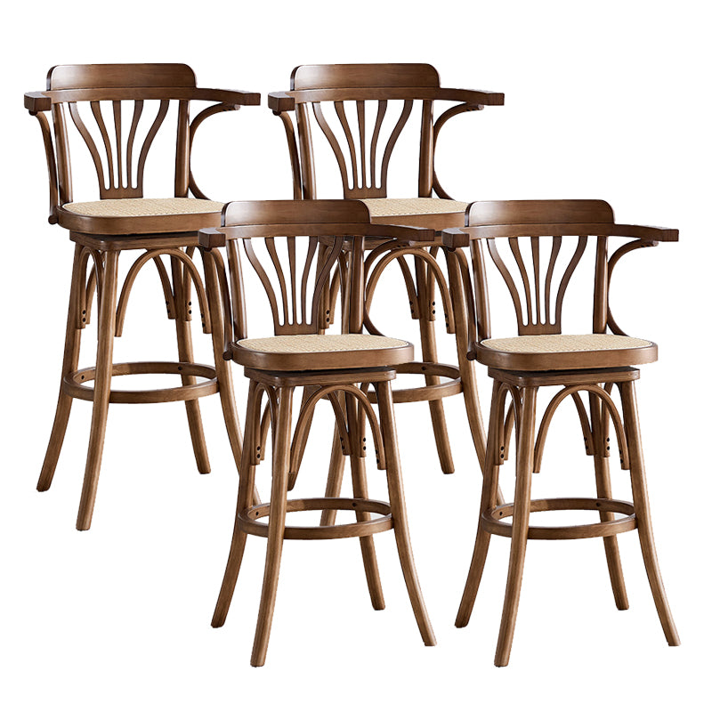 Wood Low Back Bar Height Stool Modern Swivel Armed Bar Stool