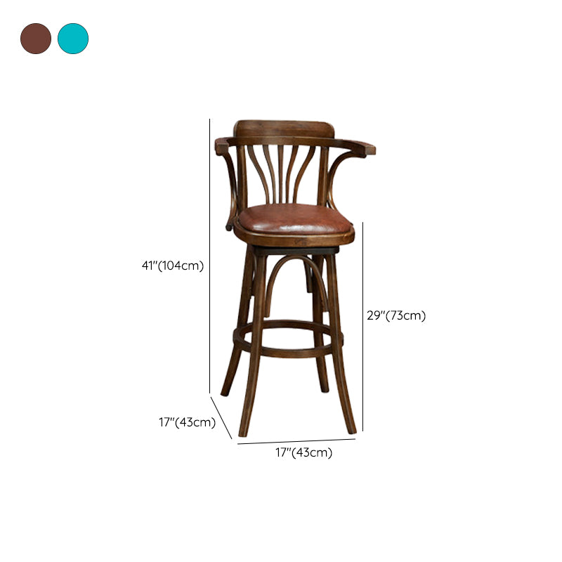 Wood Low Back Bar Height Stool Modern Swivel Armed Bar Stool